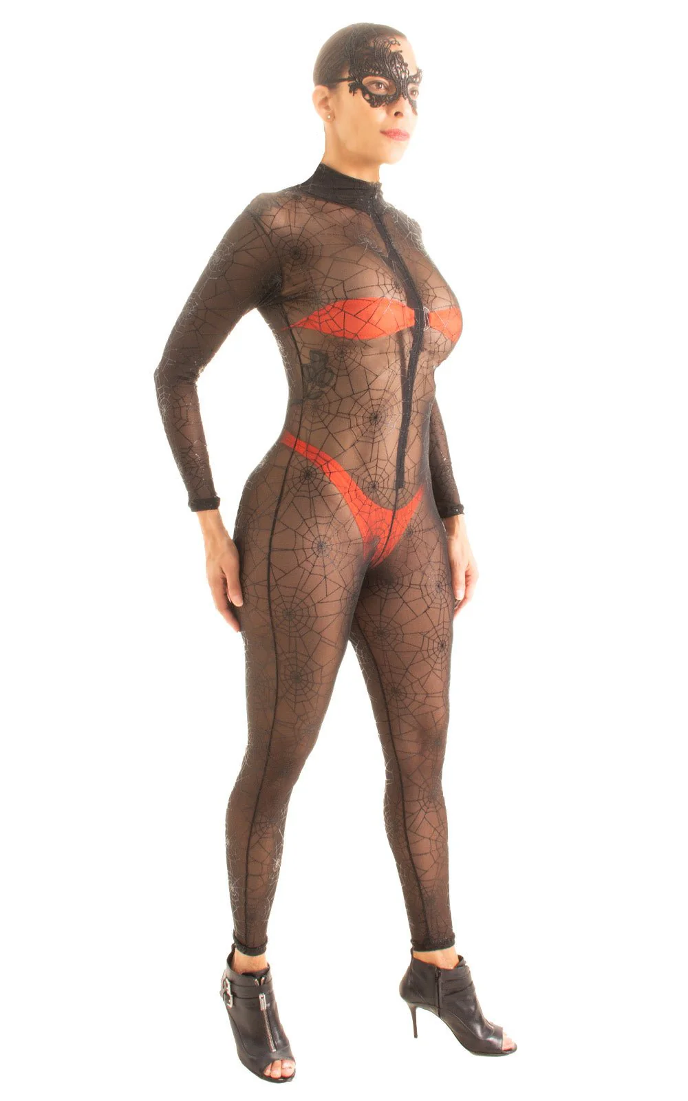 C1FZW - Womens Front Zipper Catsuit for Women - Mesh - Image 4
