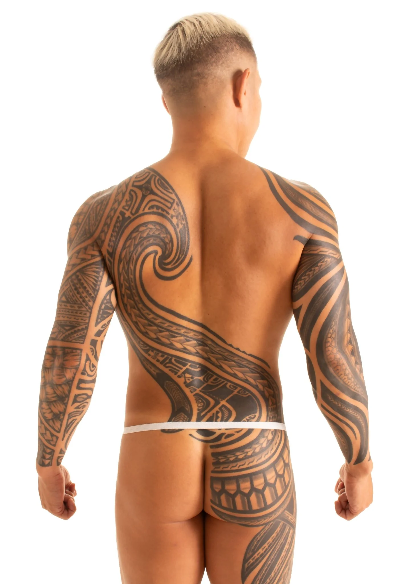 M39 - Mens Backless Bikini - Solid Sheer Semi Sheer - Image 2