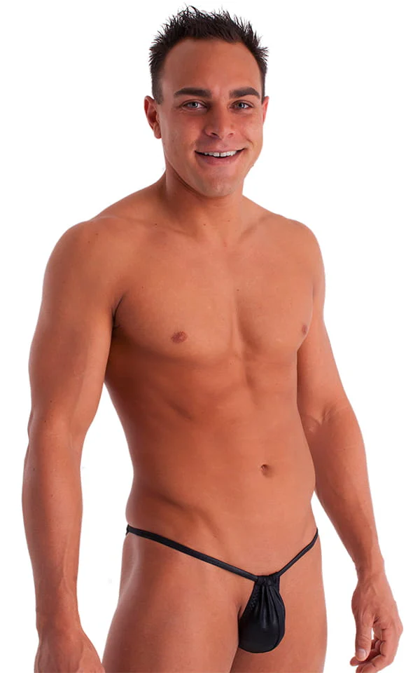 M69 - Mens Adjustable to Micro Pouch Tanning Bikini - Wet Look - Image 5