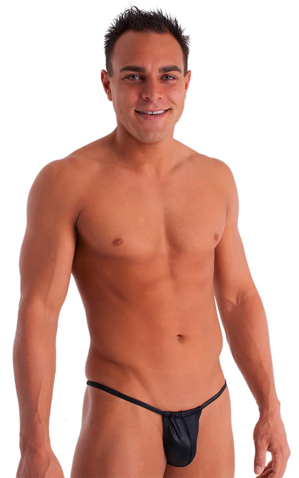M69 - Mens Adjustable to Micro Pouch Tanning Bikini - Wet Look - Image 7