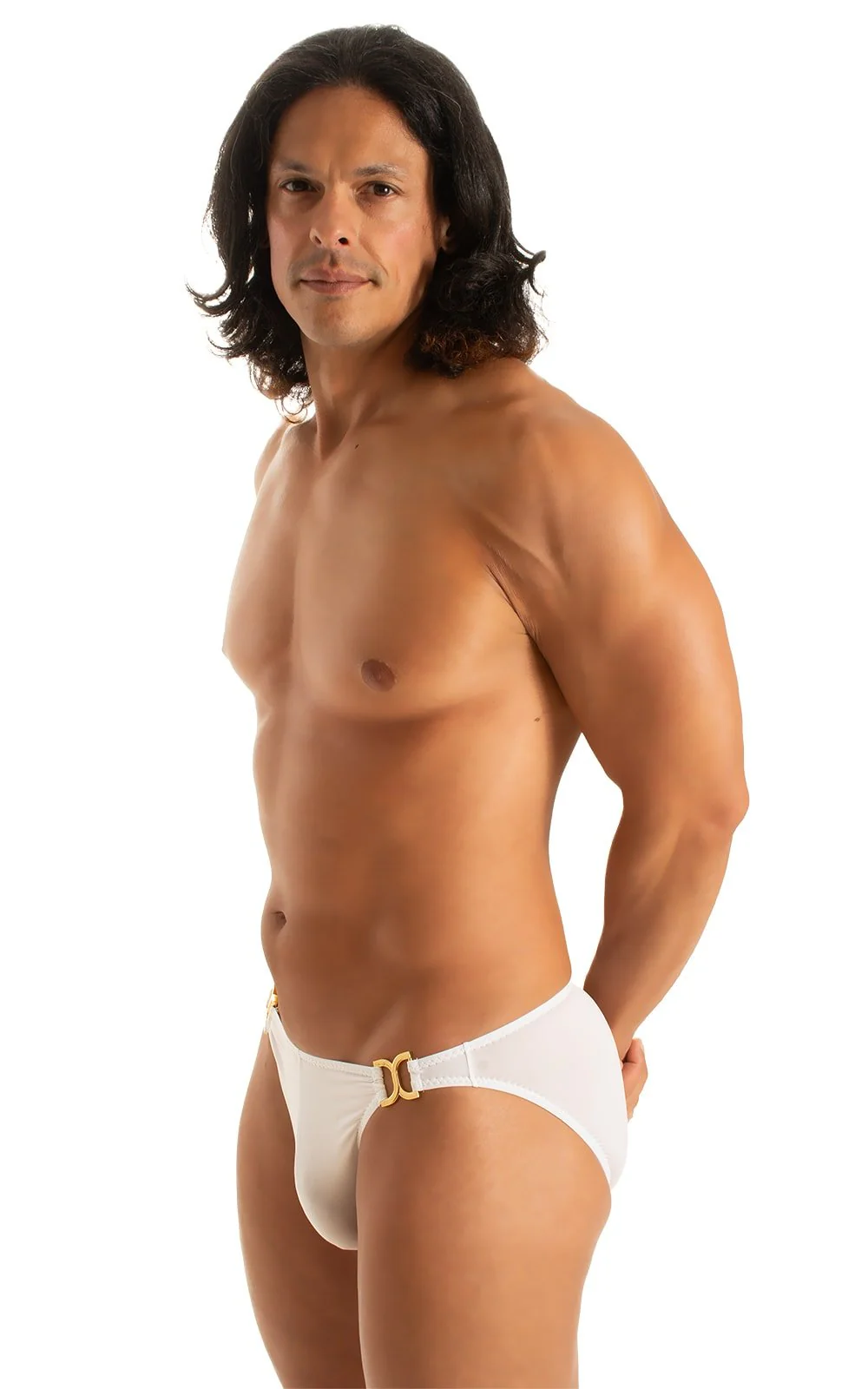 M16DGU - Mens Bikini Briefs with Ornaments - Solid Sheer Semi Sheer - Image 4