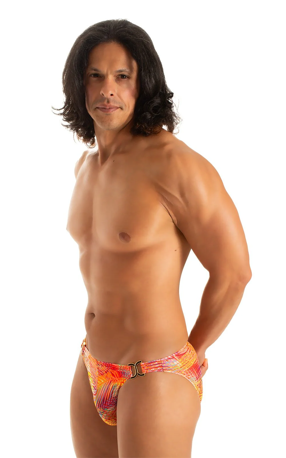 M16DGU - Mens Bikini Briefs with Ornaments - Tan Through - Image 4