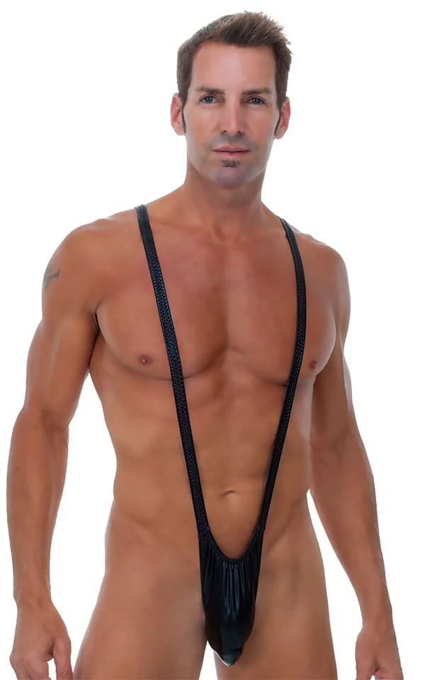 M48 - Mens Borat Style Sling Thong - Wet Look - Image 4