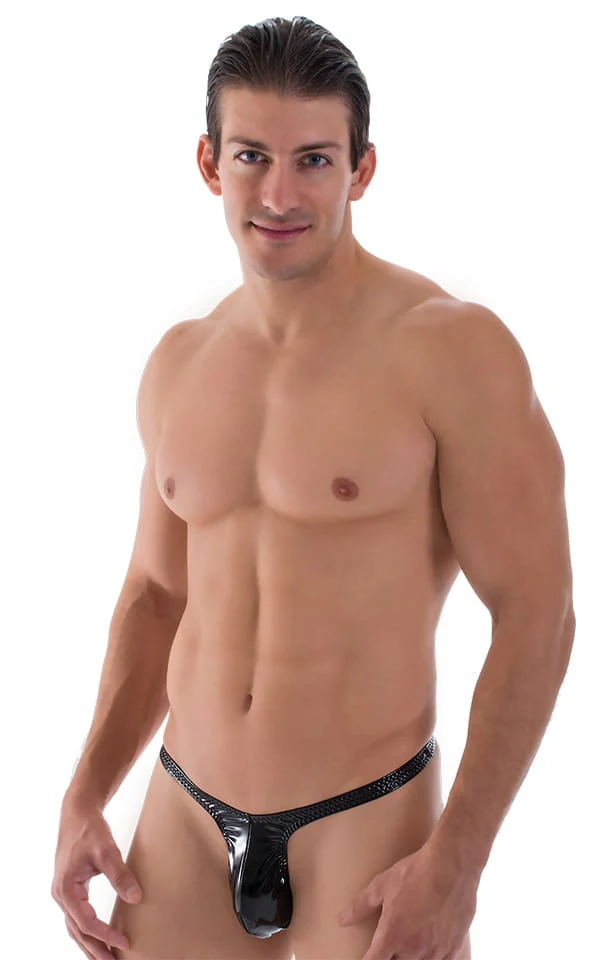 M44 - Mens Bravura Pouch Thong - Wet Look - Image 4