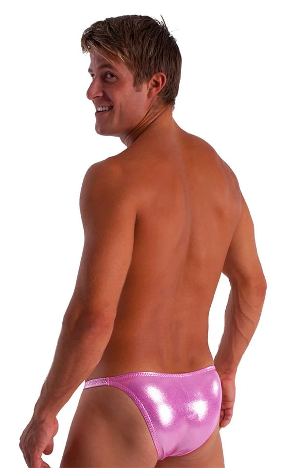 M63 - Mens Classic Brazilian 3/4 Back Bikini - Metallic - Image 11