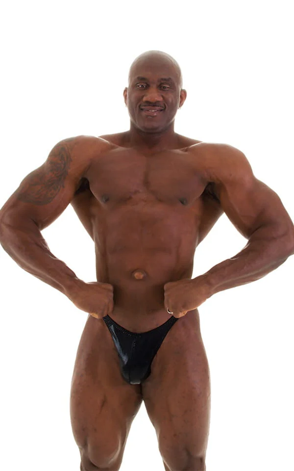 M63 - Mens Classic Brazilian 3/4 Back Bikini - Metallic - Image 16