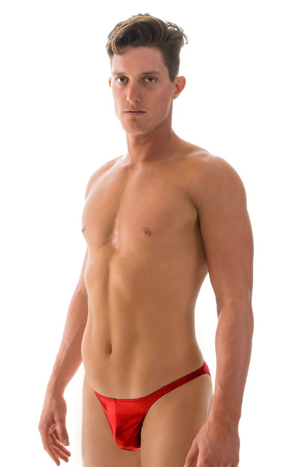 M63 - Mens Classic Brazilian 3/4 Back Bikini - Metallic - Image 19
