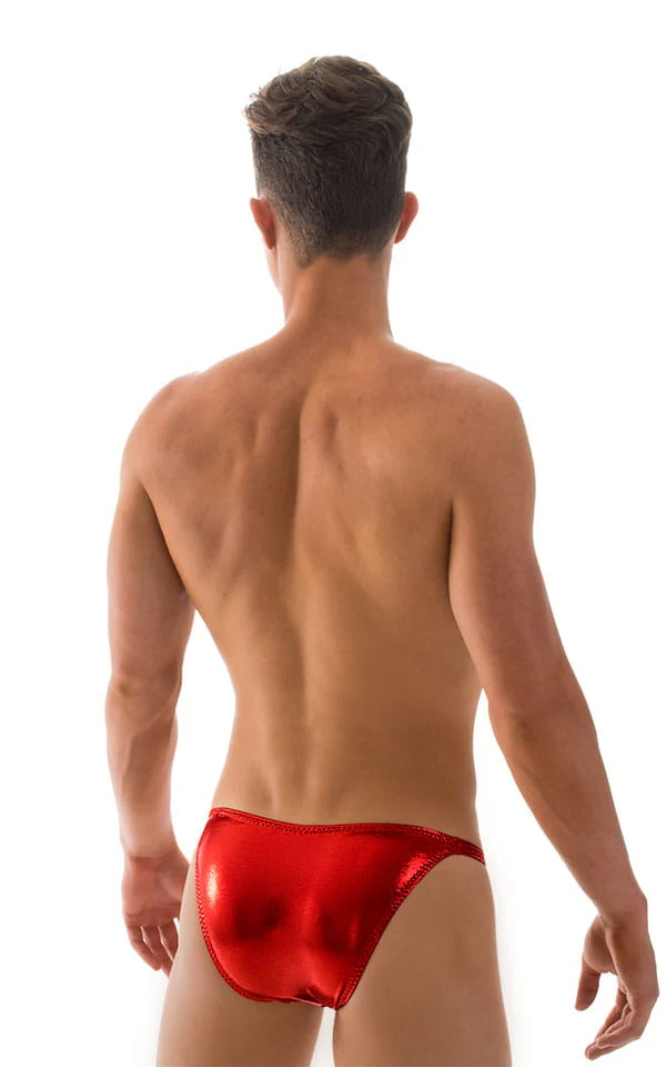 M63 - Mens Classic Brazilian 3/4 Back Bikini - Metallic - Image 20