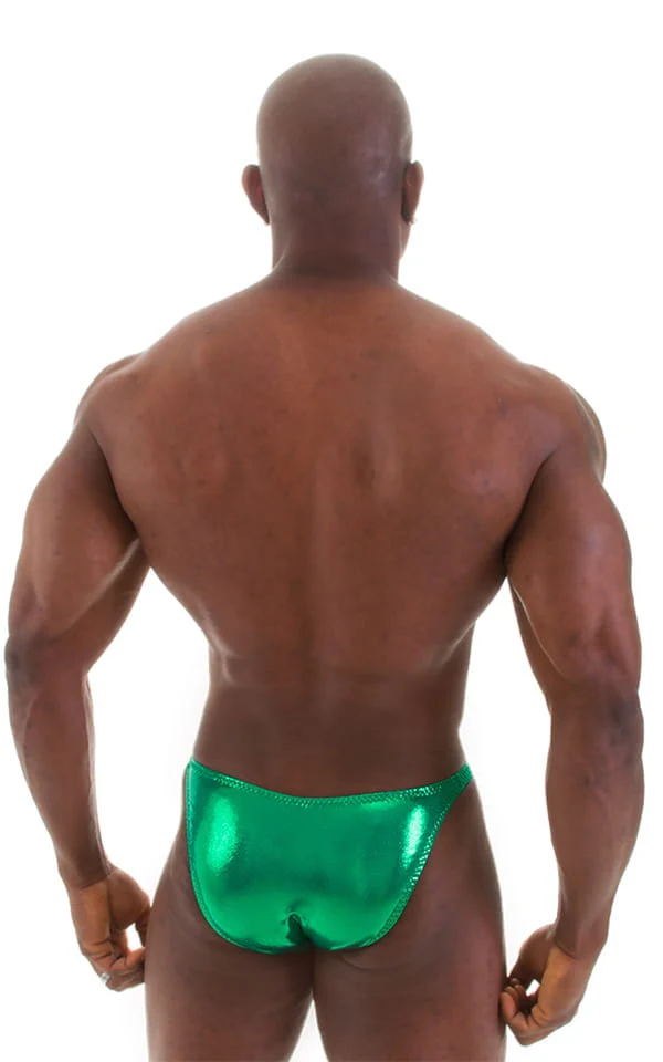 M63 - Mens Classic Brazilian 3/4 Back Bikini - Metallic - Image 27
