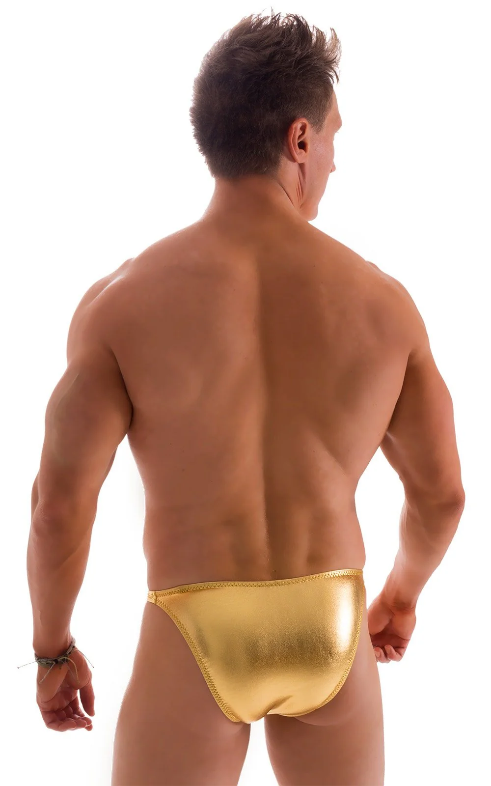 M63 - Mens Classic Brazilian 3/4 Back Bikini - Metallic - Image 39