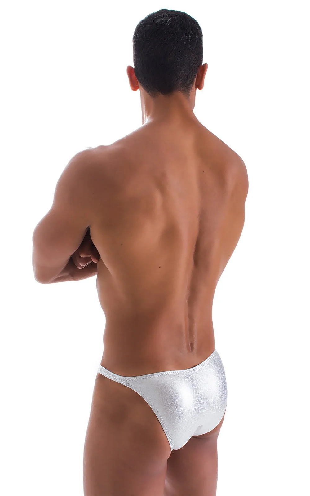 M63 - Mens Classic Brazilian 3/4 Back Bikini - Metallic - Image 7