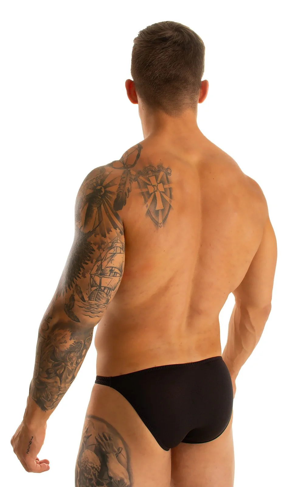 M63 - Mens Classic Brazilian 3/4 Back Bikini - Solid Sheer Semi Sheer - Image 6