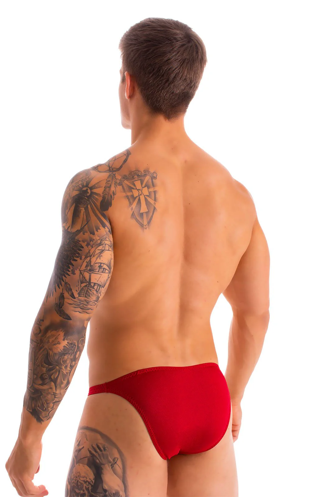 M63 - Mens Classic Brazilian 3/4 Back Bikini - Solids - Image 6