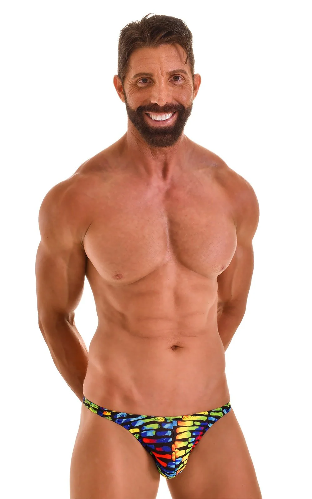 M63 - Mens Classic Brazilian 3/4 Back Bikini - Tan Through - Image 13