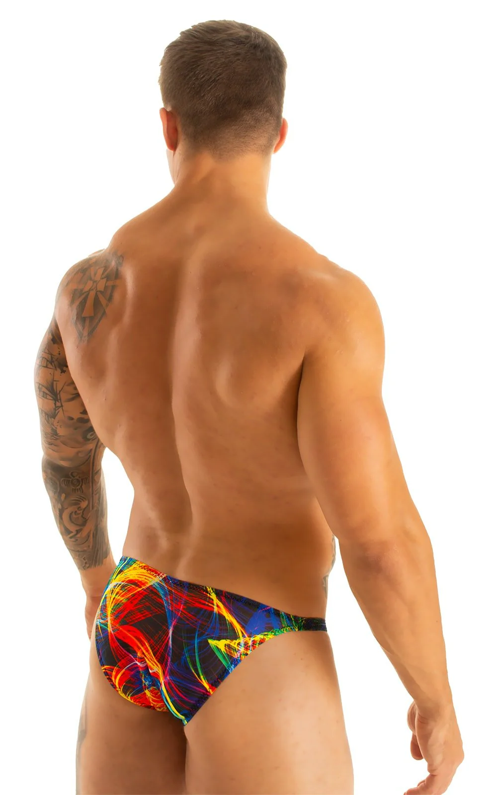 M63 - Mens Classic Brazilian 3/4 Back Bikini - Tan Through - Image 2