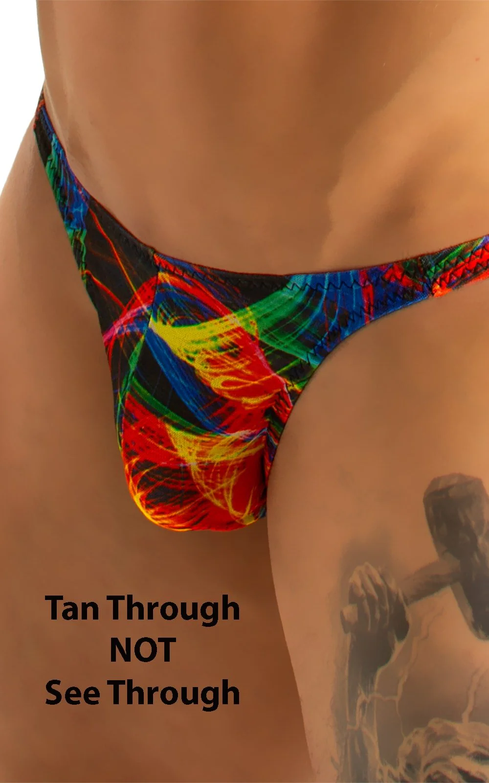 M63 - Mens Classic Brazilian 3/4 Back Bikini - Tan Through - Image 4
