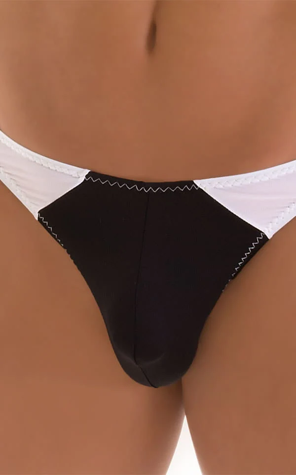M87 - Mens Color Blocked T Back Thong - Solid Sheer Semi Sheer - Image 8