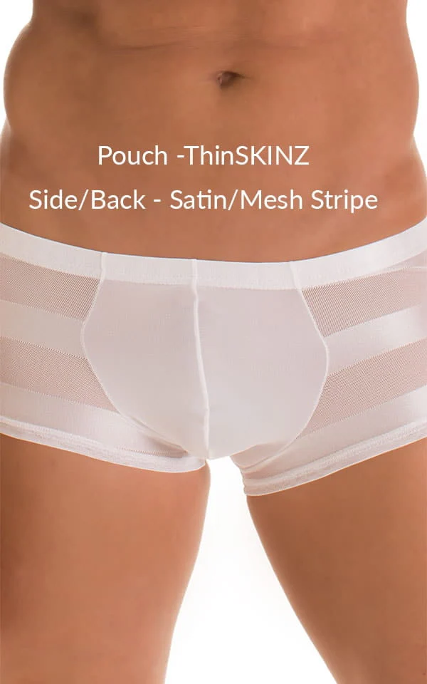 M76 - Mens Fitted Pouch Boxer Swim Trunks - Solid Sheer Semi Sheer - Image 11