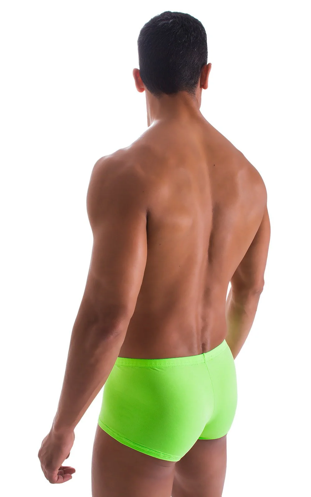 M76 - Mens Fitted Pouch Boxer Swim Trunks - Solid Sheer Semi Sheer - Image 16