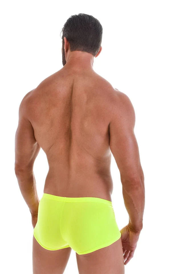 M76 - Mens Fitted Pouch Boxer Swim Trunks - Solid Sheer Semi Sheer - Image 5