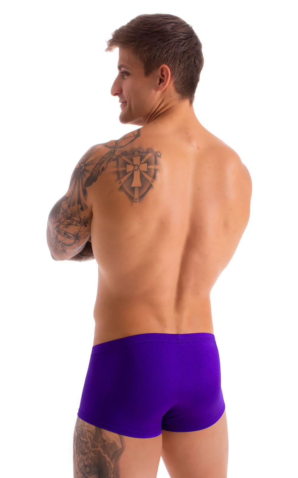 M76 - Mens Fitted Pouch Boxer Swim Trunks - Solids - Image 11