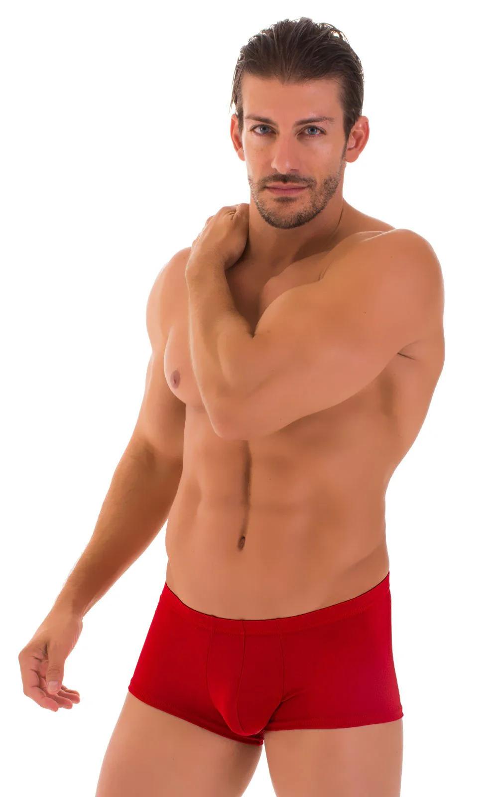 M76 - Mens Fitted Pouch Boxer Swim Trunks - Solids - Image 24