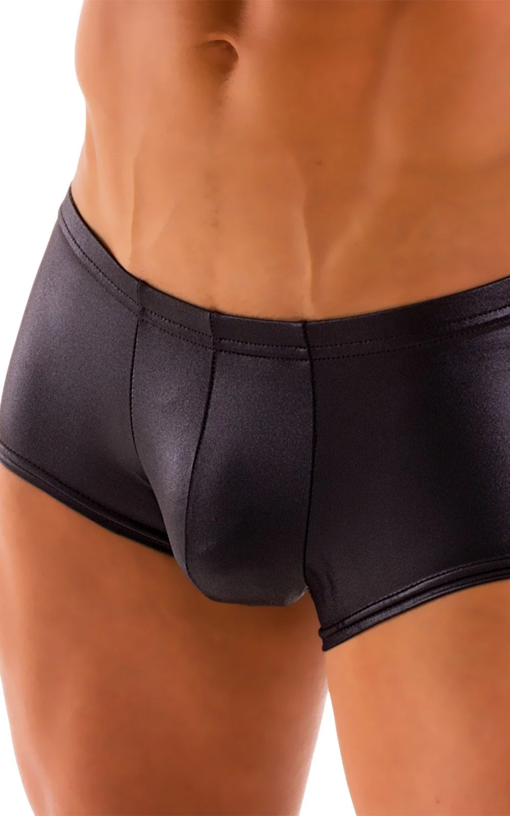 M76 - Mens Fitted Pouch Boxer Swim Trunks - Wet Look - Image 3
