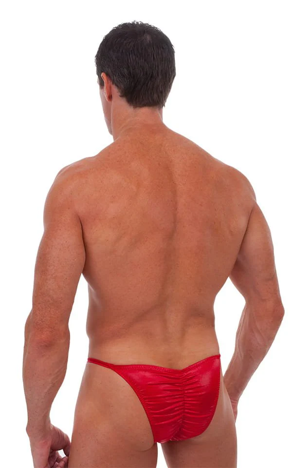M18 - Mens Fitted Pouch Puckered 1/2 Back Bikini - Wet Look - Image 8