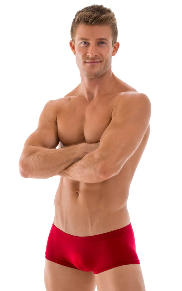 M61 - Mens Low Square Cut Swim Trunks - Solid Sheer Semi Sheer - Image 15