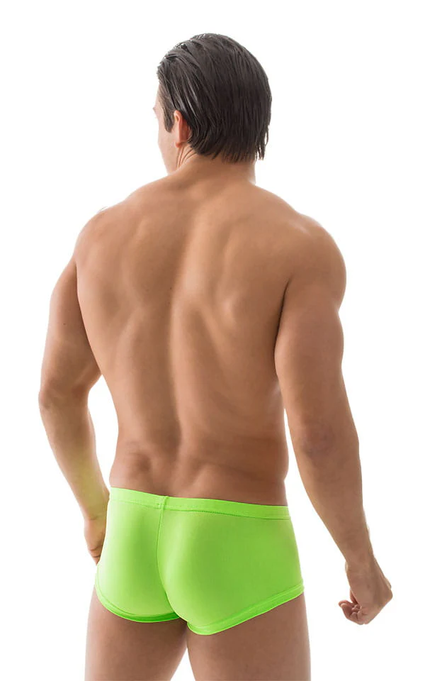 M61 - Mens Low Square Cut Swim Trunks - Solid Sheer Semi Sheer - Image 19