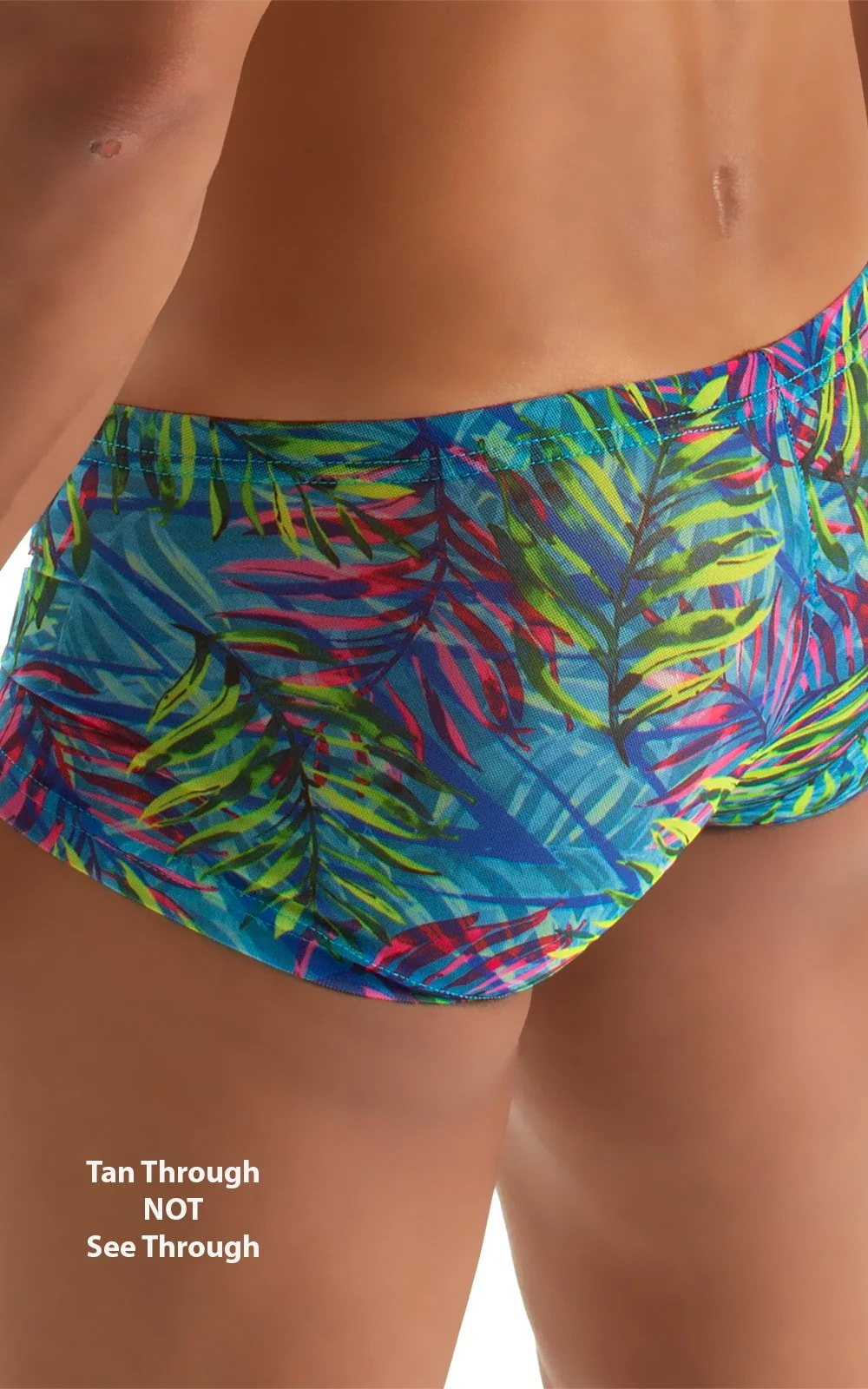M61 - Mens Low Square Cut Swim Trunks - Tan Through - Image 20