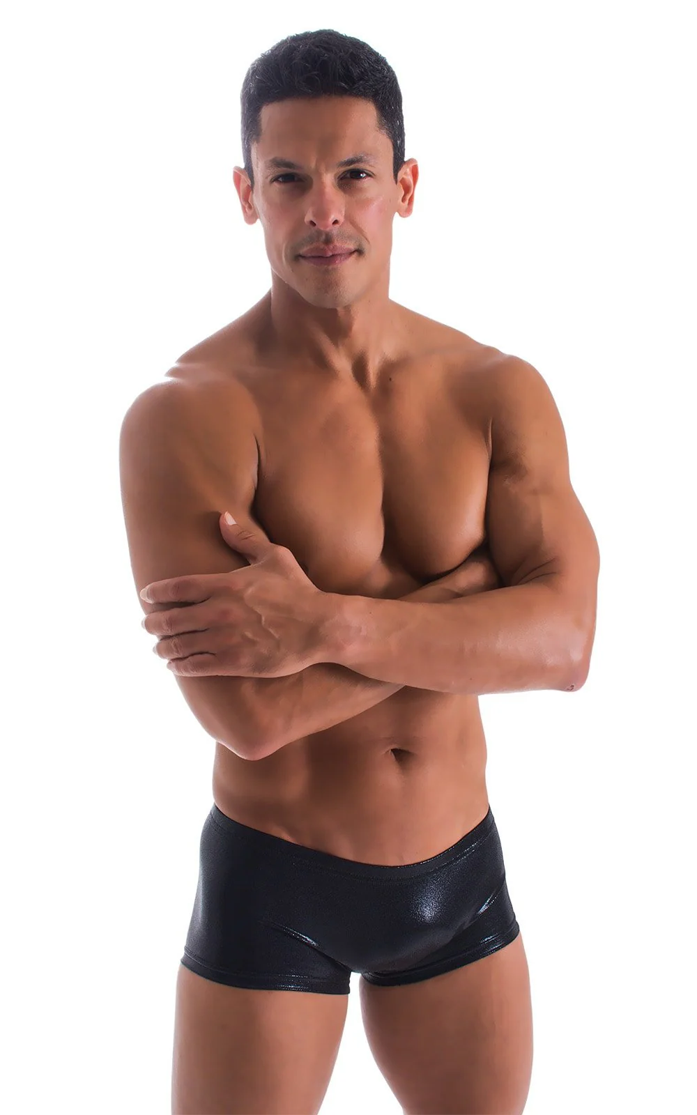M61 - Mens Low Square Cut Swim Trunks - Wet Look - Image 6