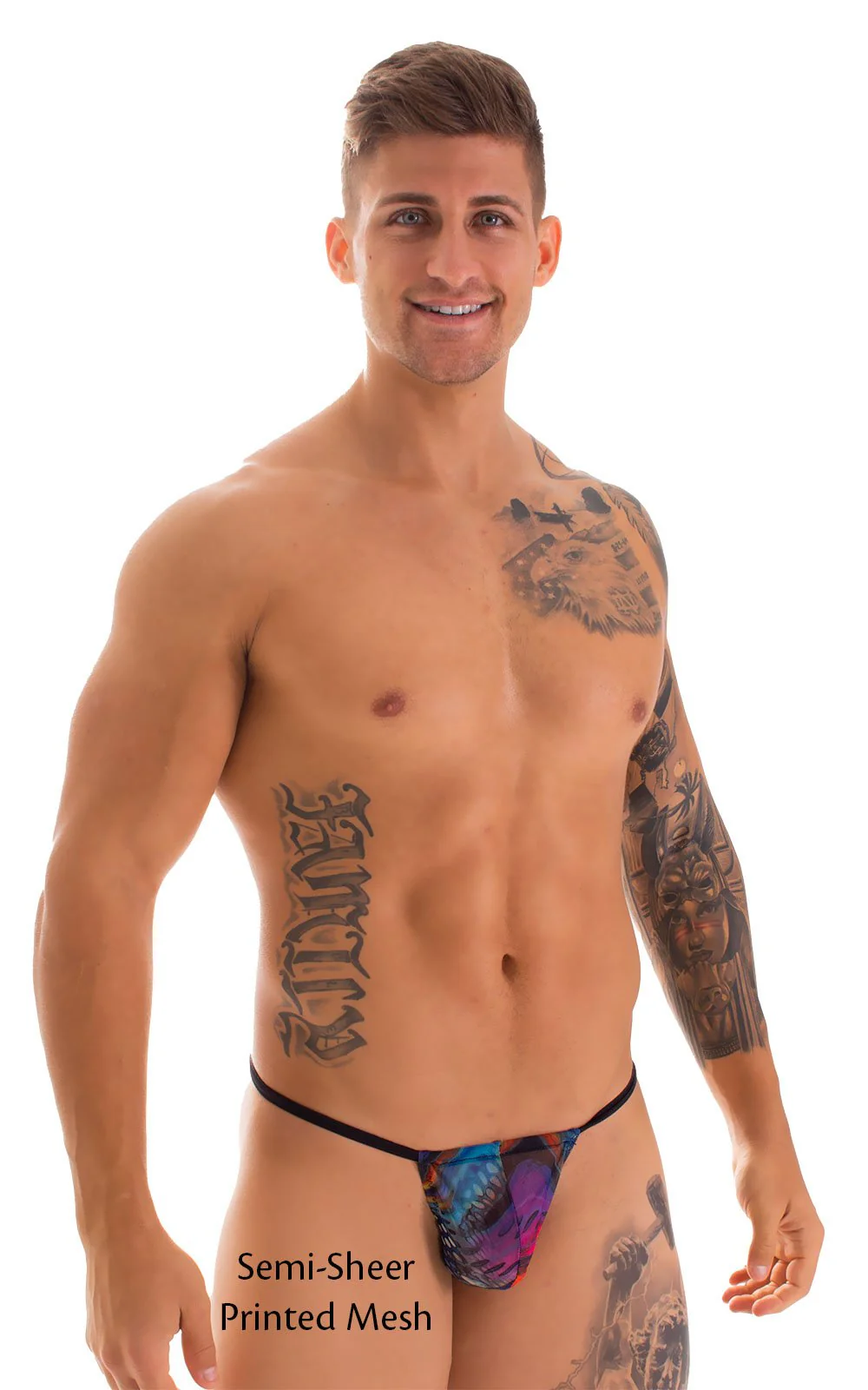 M1R2 - Mens Micro Adjustable G String Bikini - Mesh - Image 37