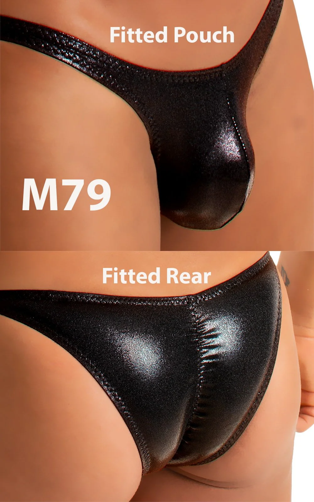 M79 - Mens Micro Fitted Pouch Puckered Back Bikini - Metallics - Image 27