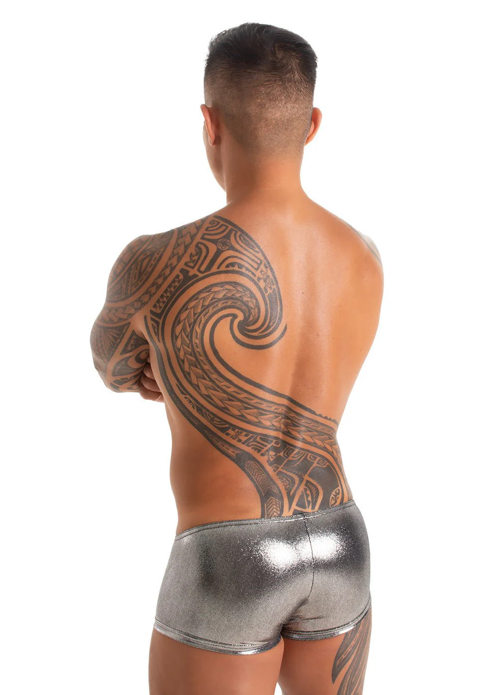 M35 - Mens Micro Low Square Cut Swim Trunks - Metallics - Image 2