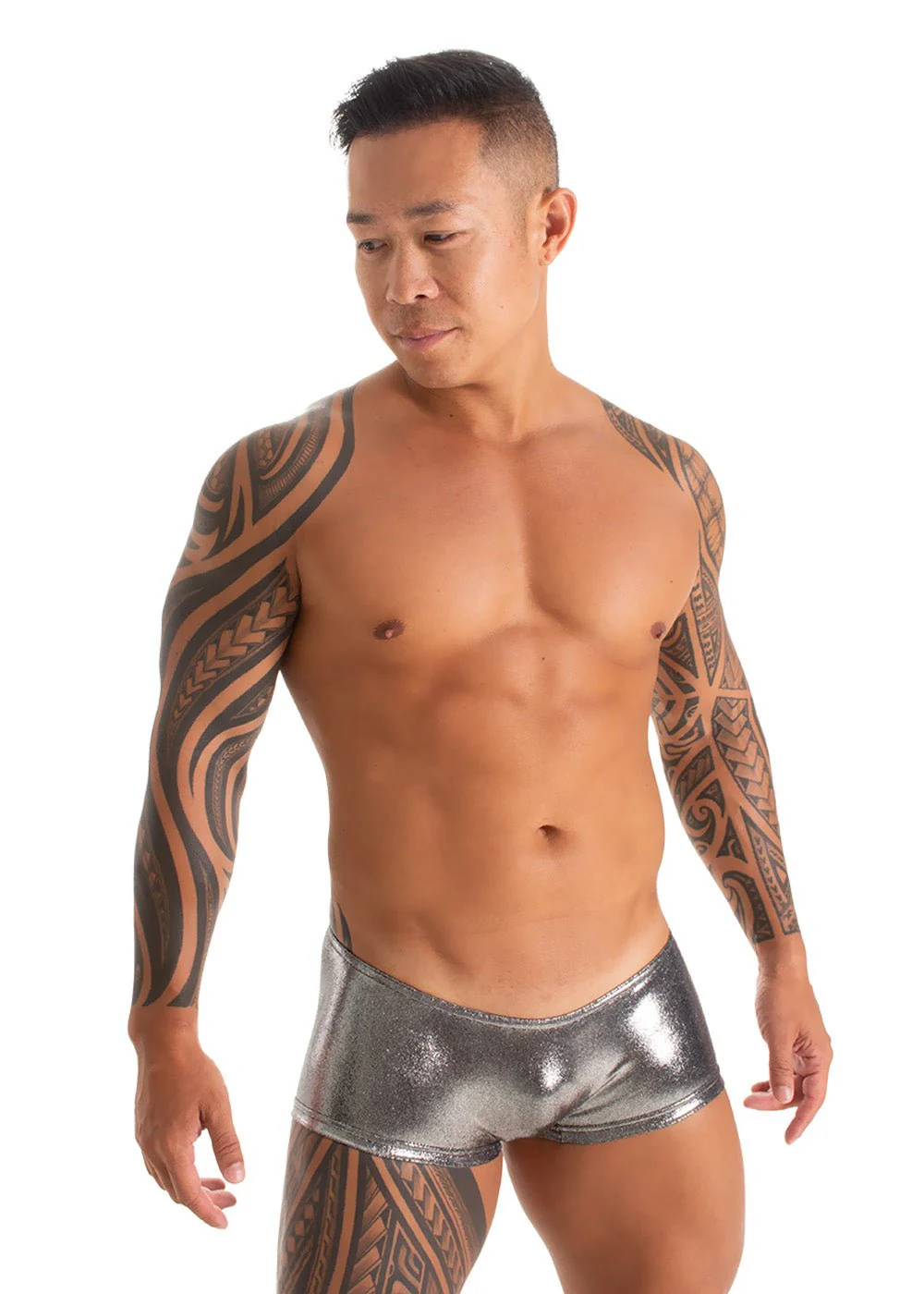 M35 - Mens Micro Low Square Cut Swim Trunks - Metallics - Image 3