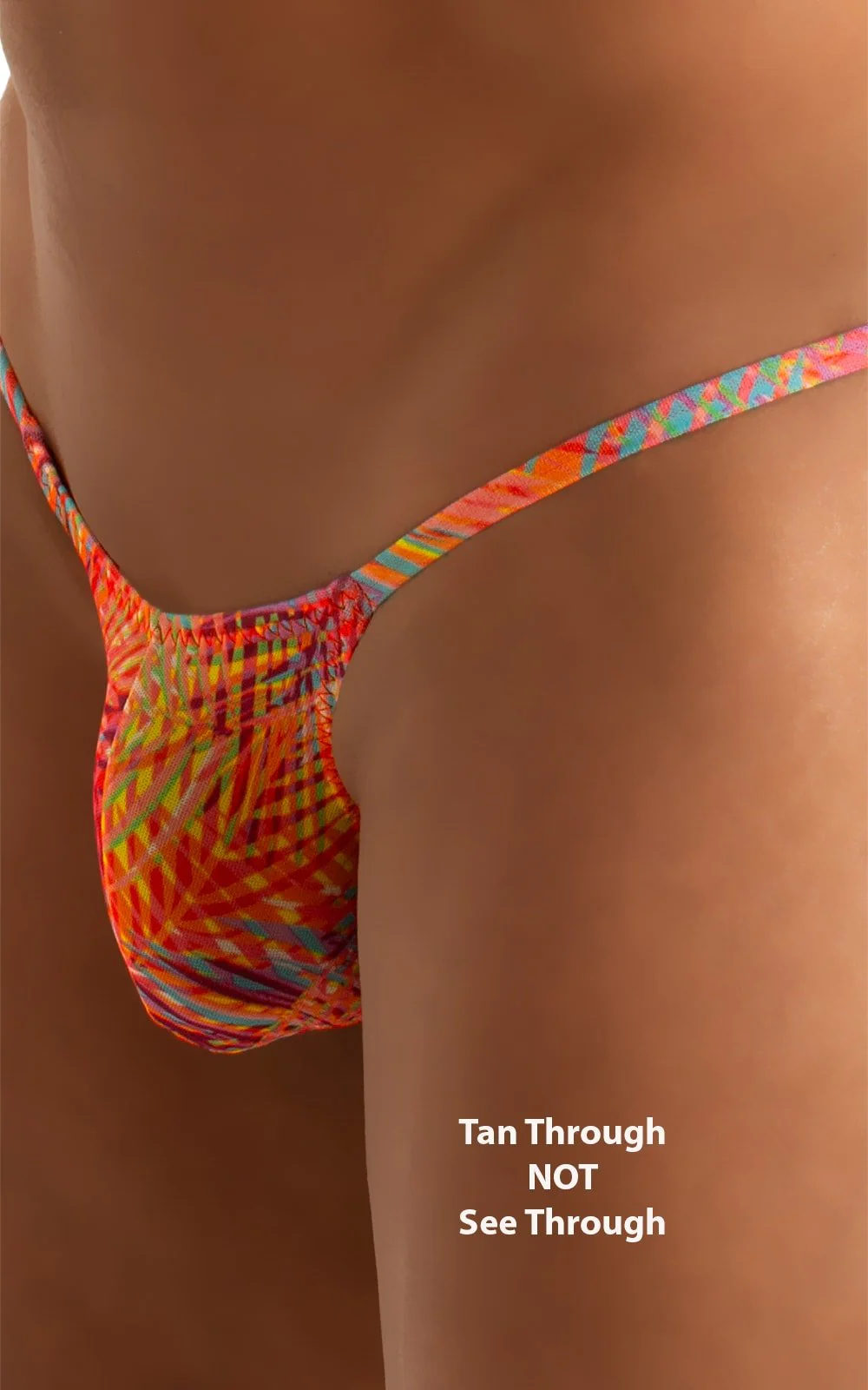 M73 - Mens Micro Pouch 1/2 Back Bikini - Tan Through - Image 5