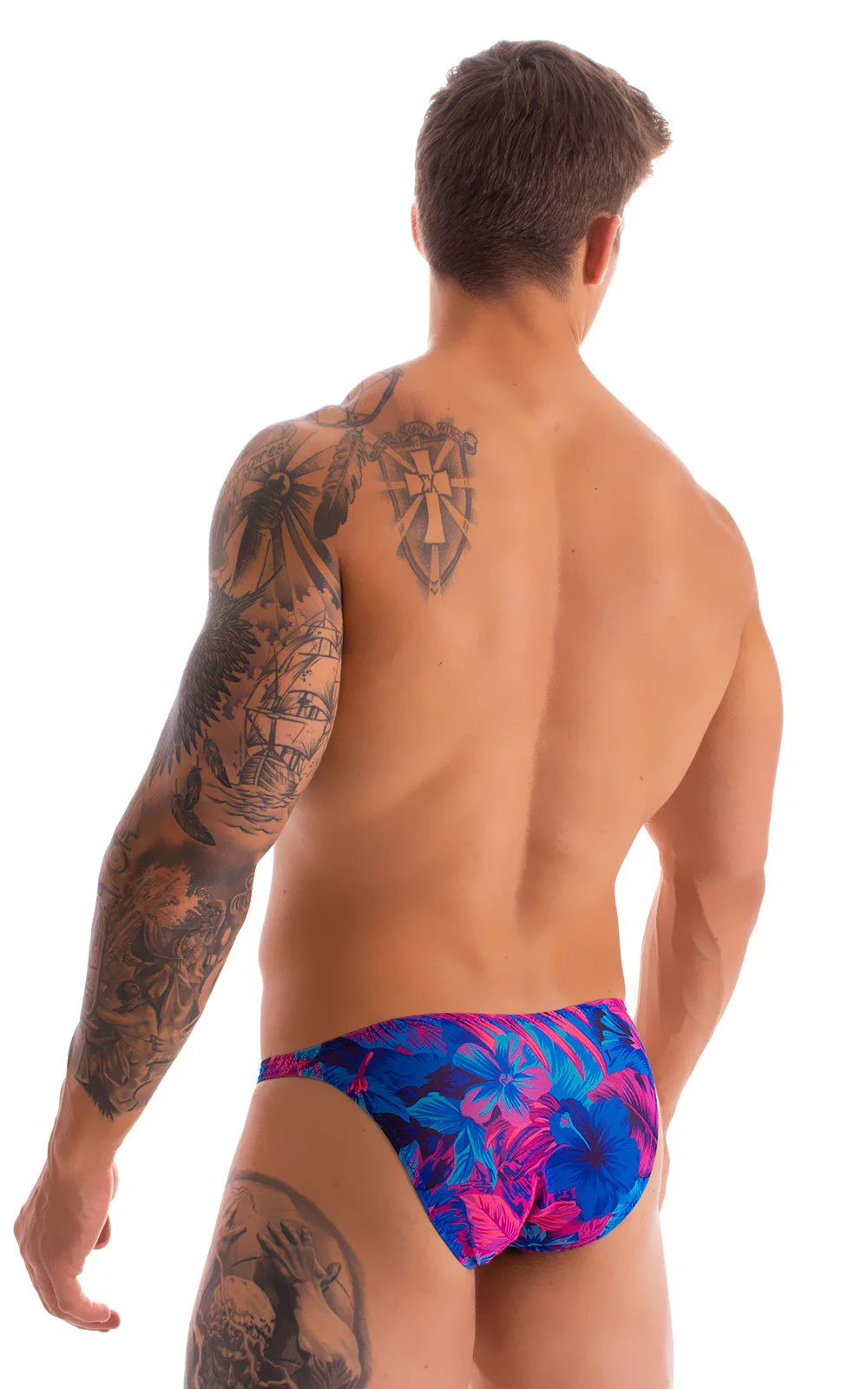 M74 - Mens Micro Pouch Full Back Bikini - Tan Through - Image 26