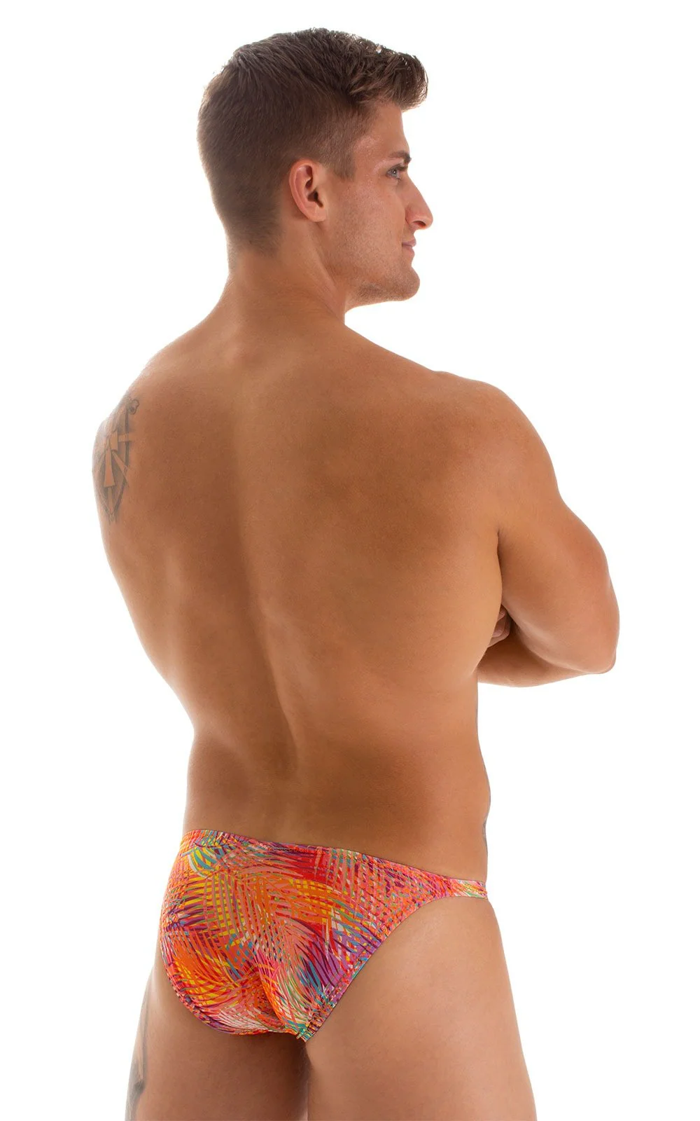M74 - Mens Micro Pouch Full Back Bikini - Tan Through - Image 7