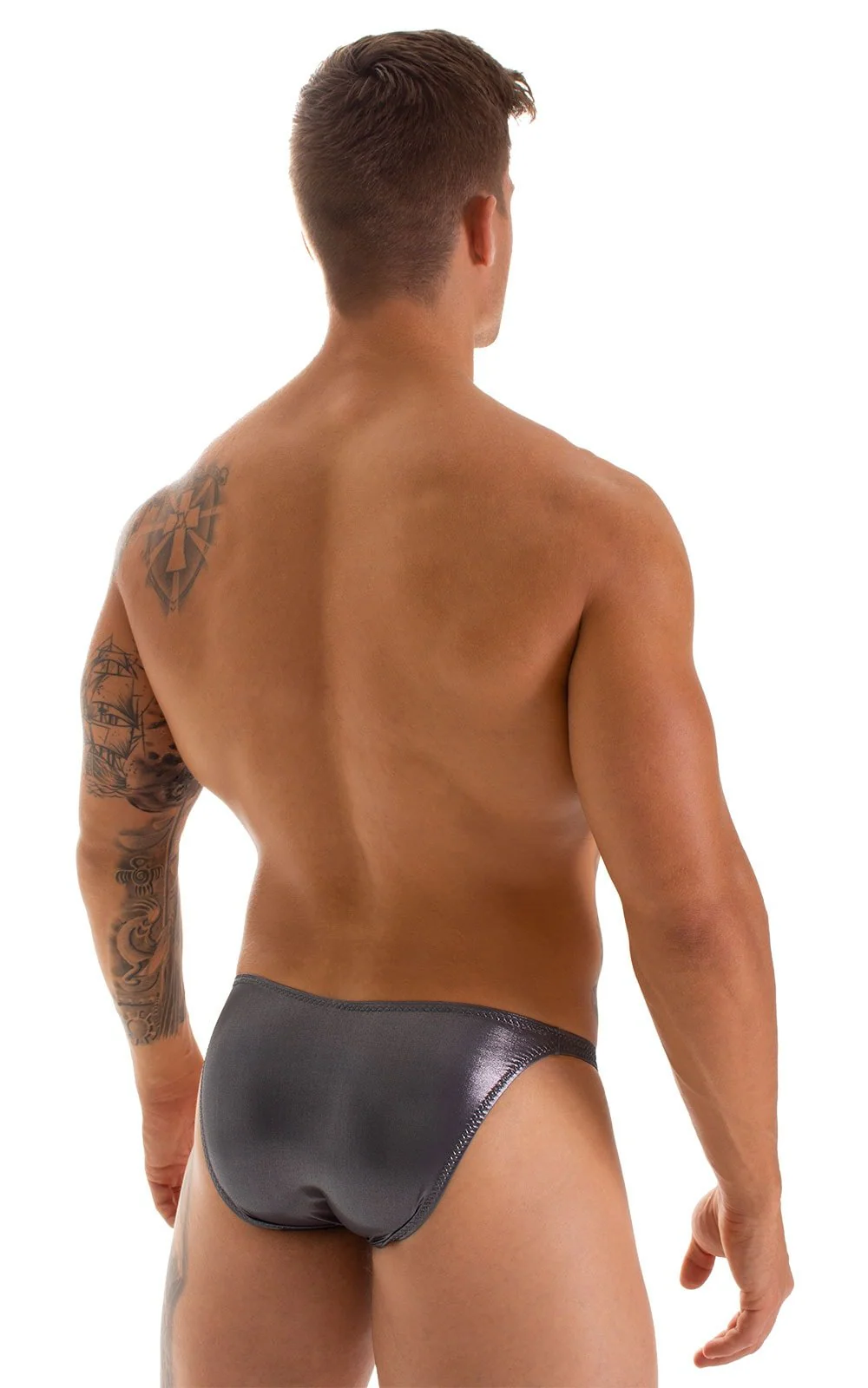 M74 - Mens Micro Pouch Full Back Bikini - Wet Look - Image 5