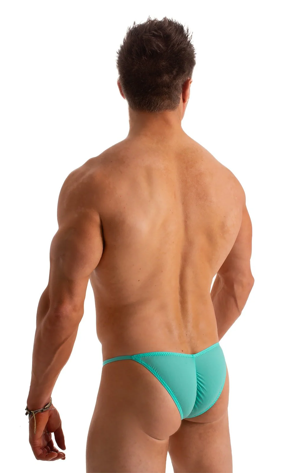 M58 - Mens Micro Pouch Scrunchy Back Bikini - Solid Sheer Semi Sheer - Image 28