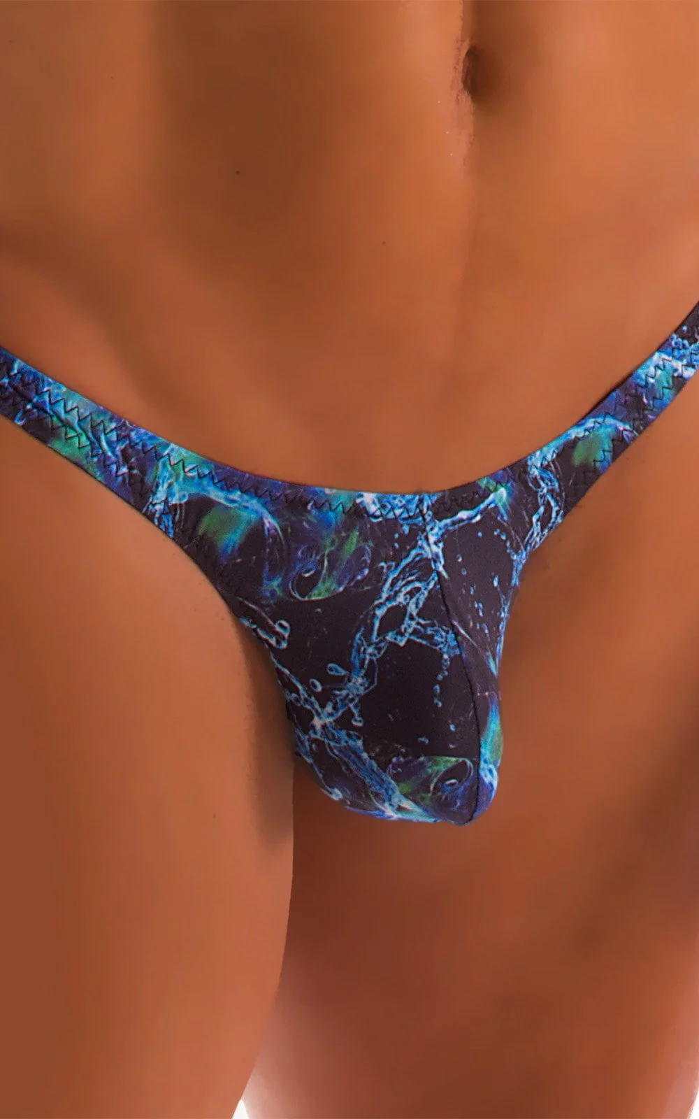 M77 - Mens Micro Pouch Swimsuit Thong - Semi Sheer Prints - Image 7