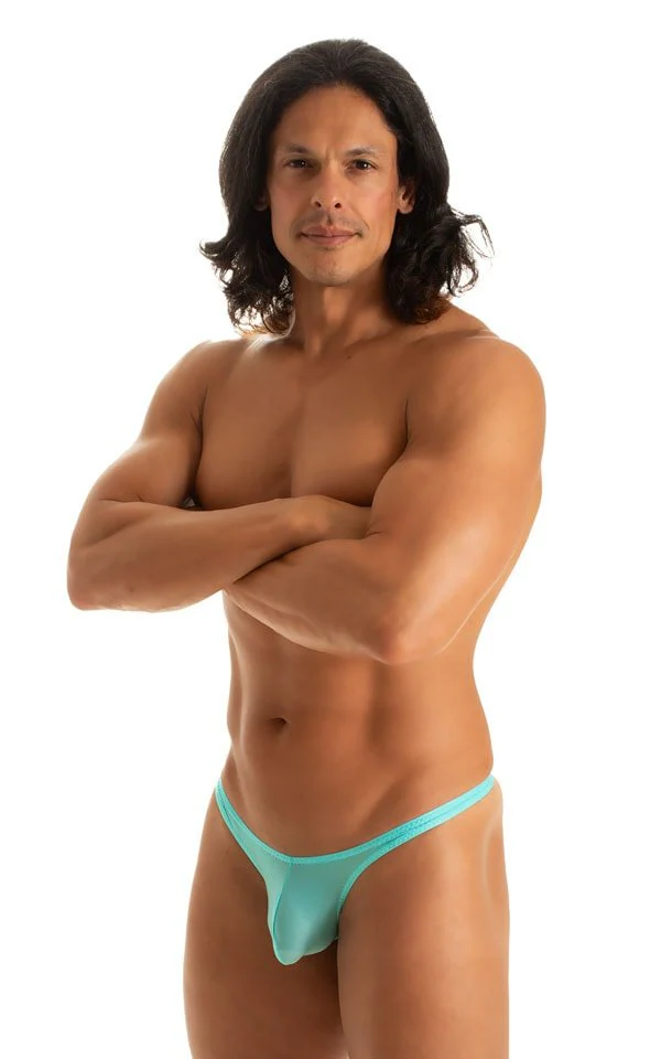 M77 - Mens Micro Pouch Swimsuit Thong - Solid Sheer Semi Sheer - Image 12
