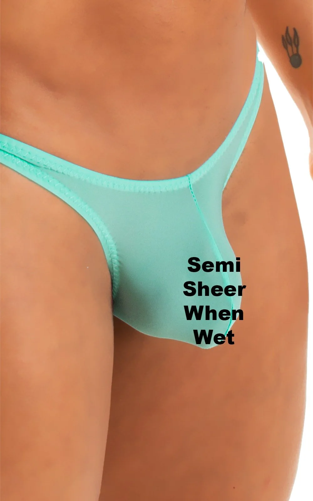 M77 - Mens Micro Pouch Swimsuit Thong - Solid Sheer Semi Sheer - Image 4