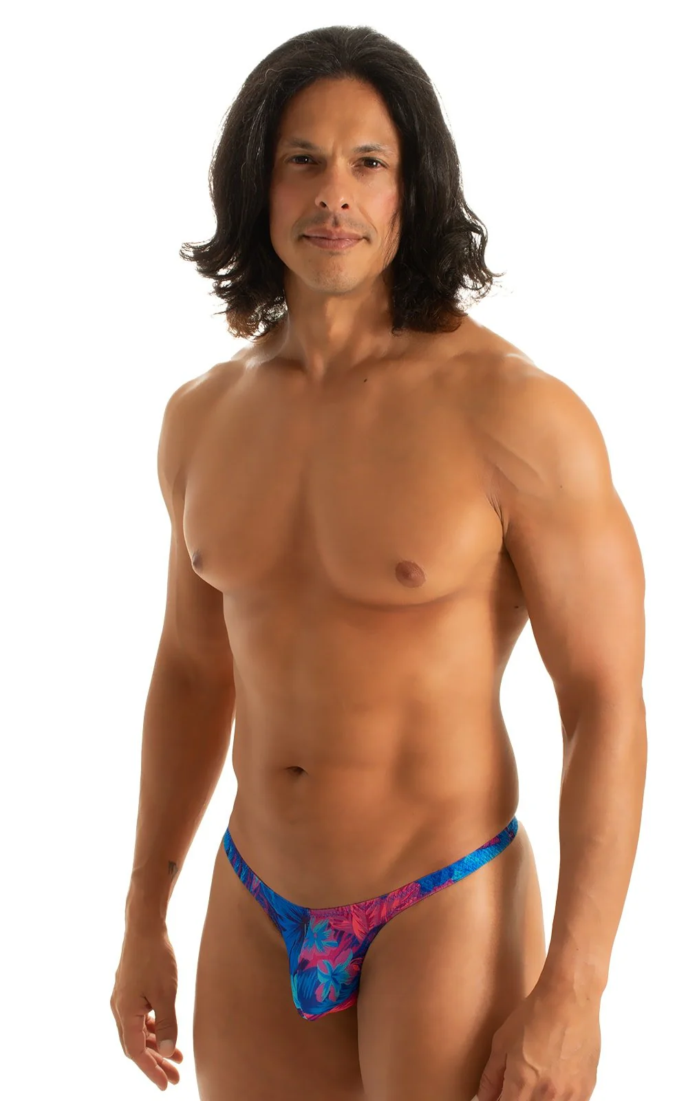 M77 - Mens Micro Pouch Swimsuit Thong - Tan Through - Image 11