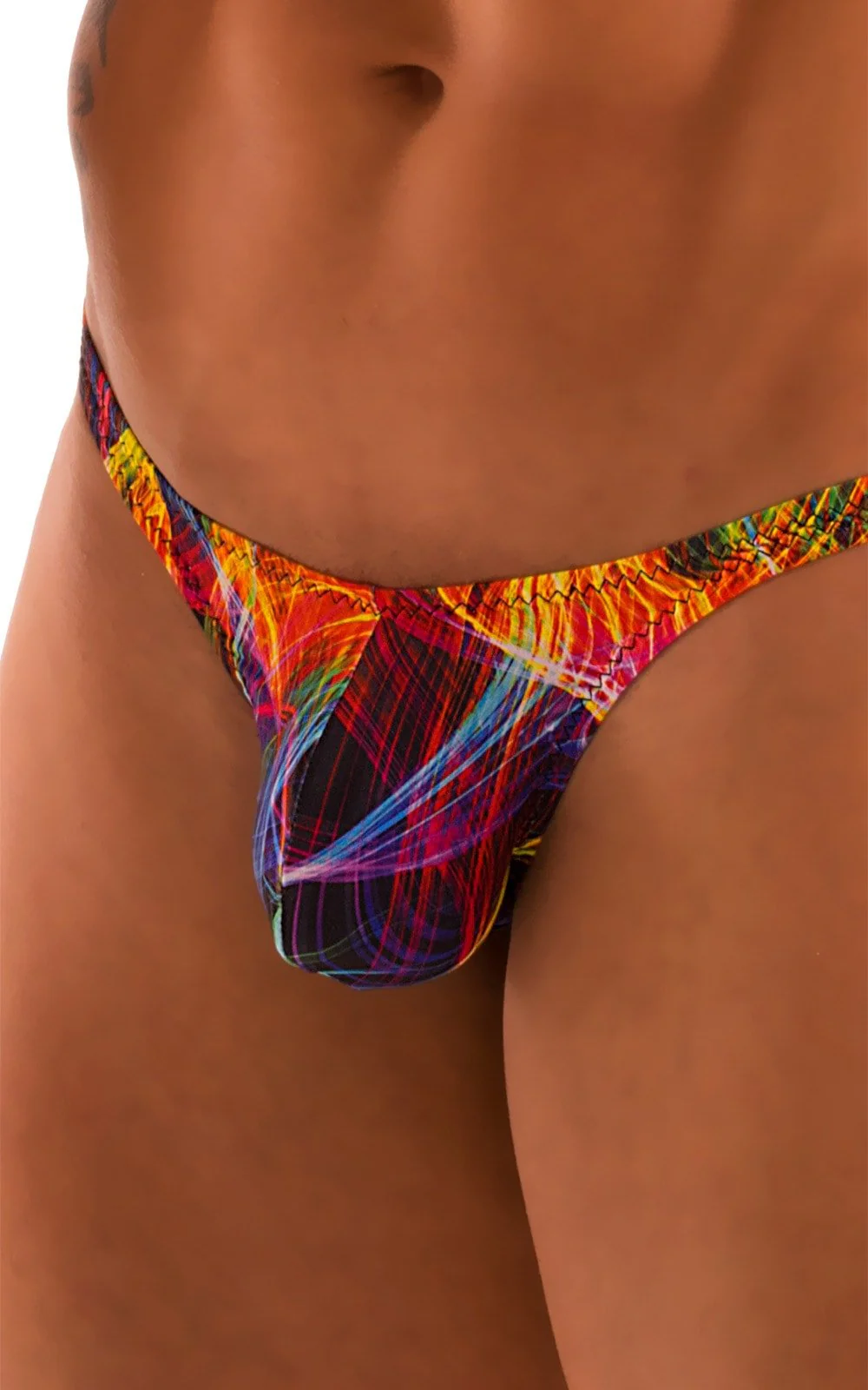 M77 - Mens Micro Pouch Swimsuit Thong - Tan Through - Image 3