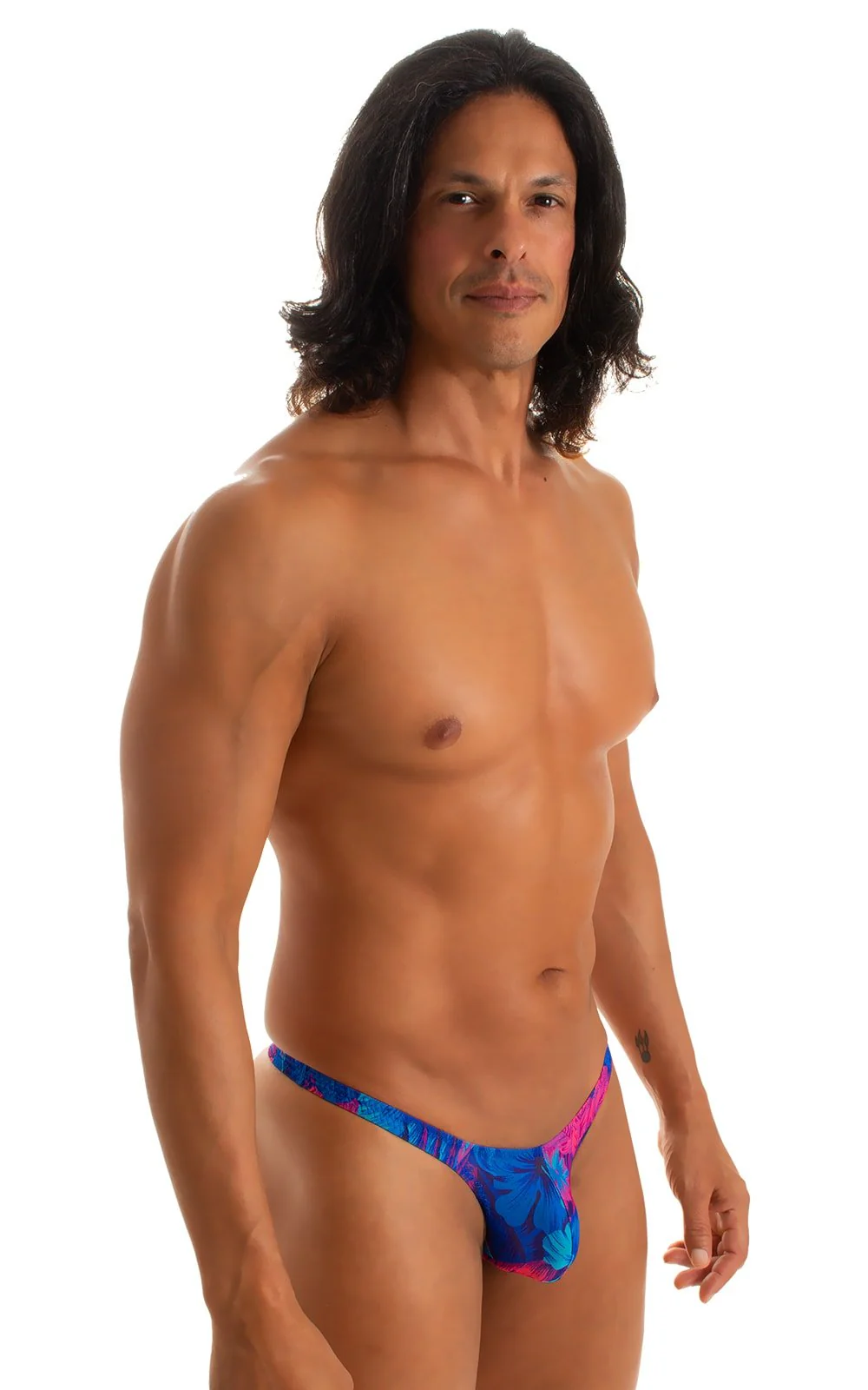 M77 - Mens Micro Pouch Swimsuit Thong - Tan Through - Image 8