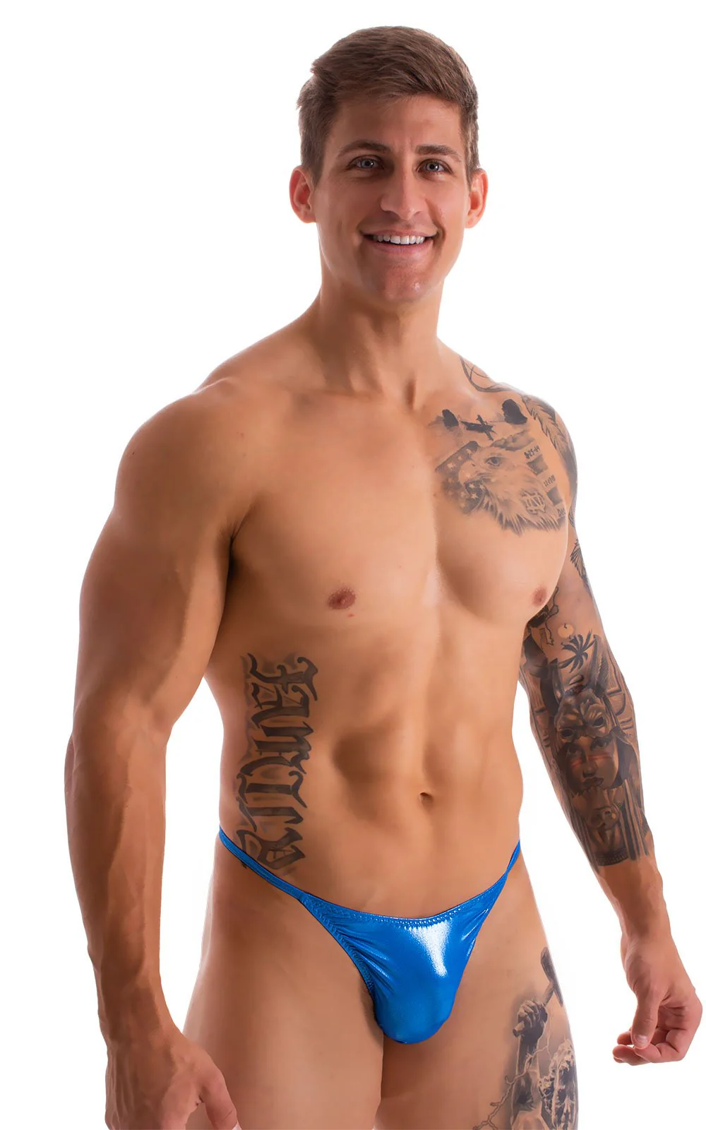 M66 - Mens Micro String Rio Bikini - Wet Look - Image 6