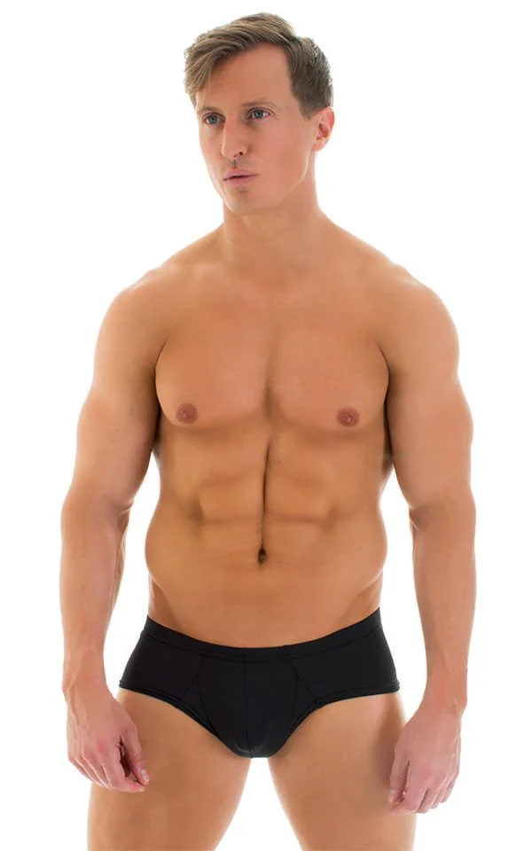 M71 - Mens Pouch Enhanced Micro Square Cut Swim Trunks - Solid Sheer Semi Sheer - Image 14