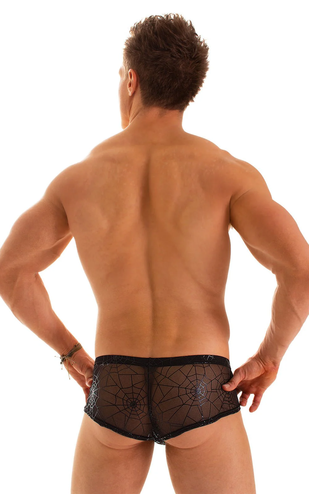 M71 - Mens Pouch Enhanced Micro Square Cut Swim Trunks - Solid Sheer Semi Sheer - Image 2